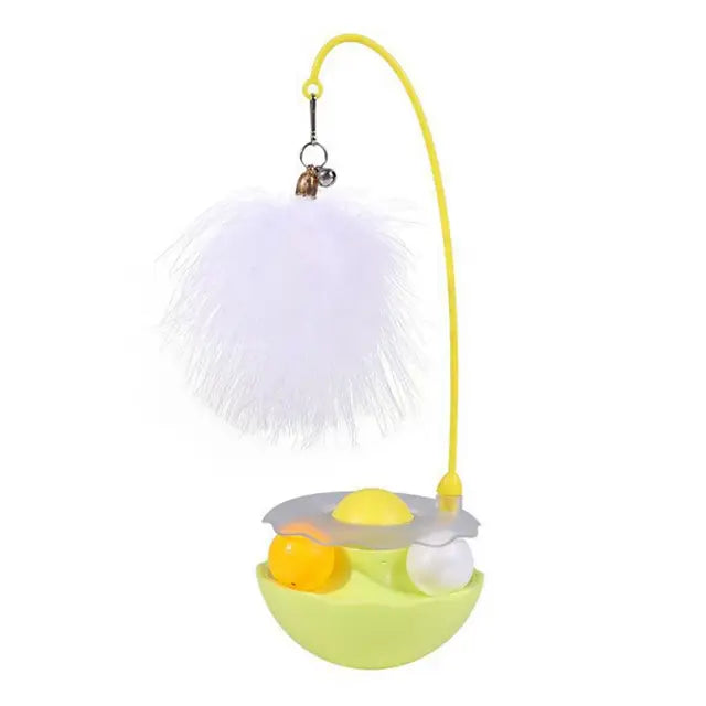 360-degree Rotating Cat Toy Engaging Cat Toys Rolling Ball Teaser Stick with Catnip Bell Feather Wand for Scratch-resistant