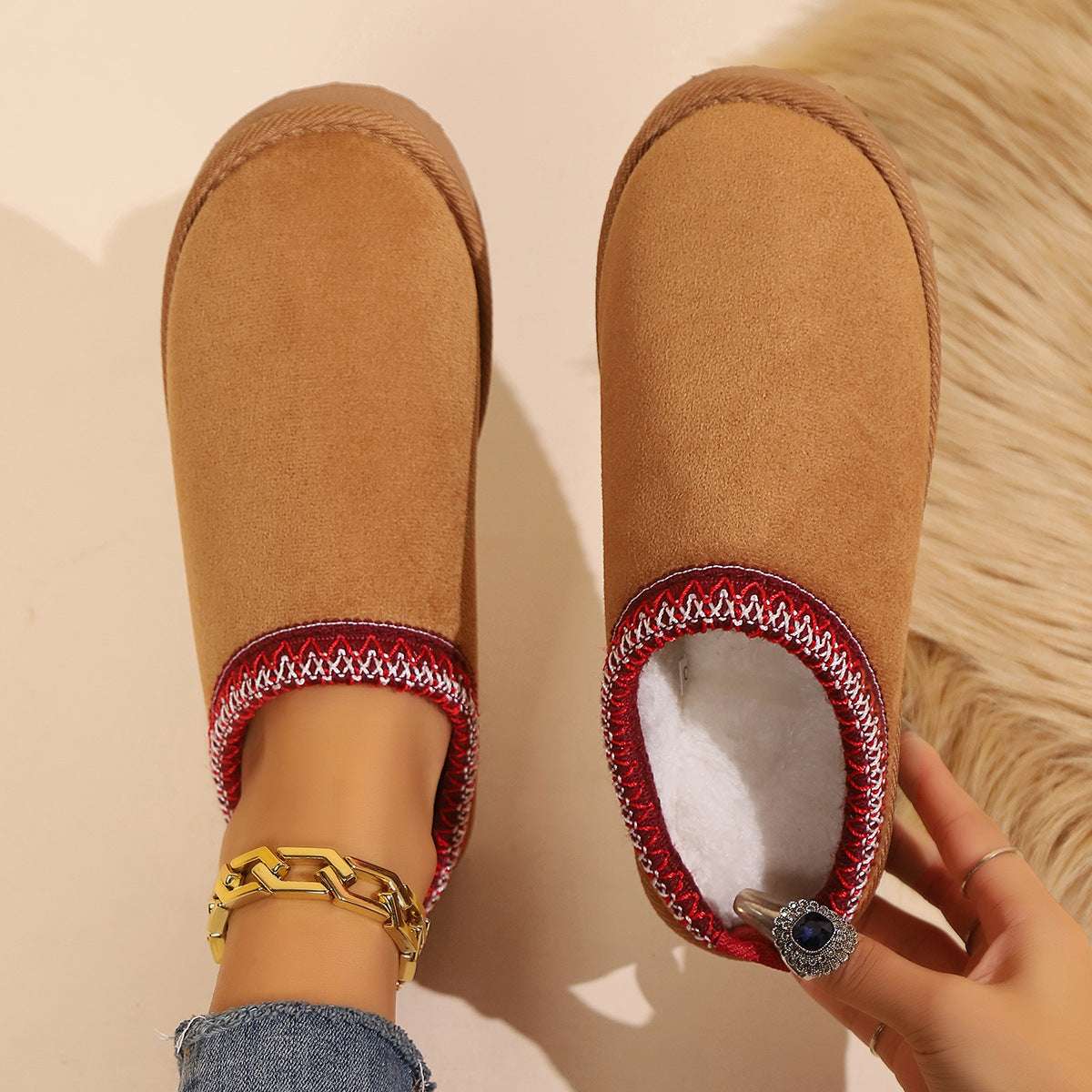 Women's Plush Thick-Soled Slippers Women's Indoor Warm Plush Non-slip Thick | Ectron Online