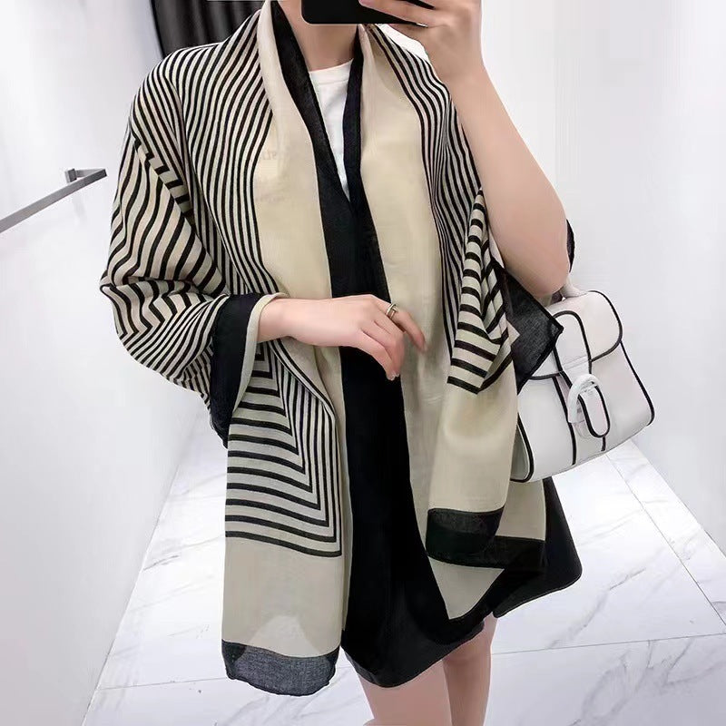 Printed Cotton And Linen Scarf Warm Outer Shawl Scarves | Ectron Online