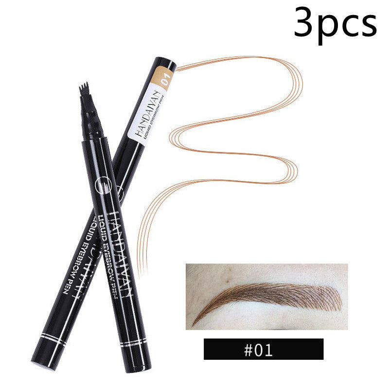 Eyebrow pencil set with 3 black pens, #01 shade, fine brush tip