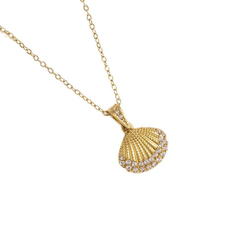 Strong Color Retention 18K Gold Ocean Series Pendant Gold Necklace