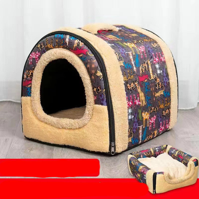 Detachable And Washable Kennel Cat Litter Closed House For Cats Warm Pet Supplies