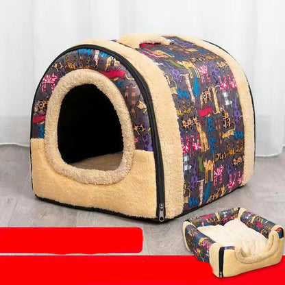 Detachable And Washable Kennel Cat Litter Closed House For Cats Warm Pet Supplies