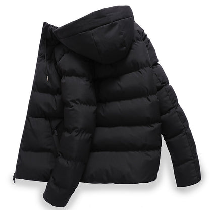 Men's Winter Hooded Padded Coat - Warm Solid Color Parka Winter Men's Solid Color Hooded Padded C | Ectron Online