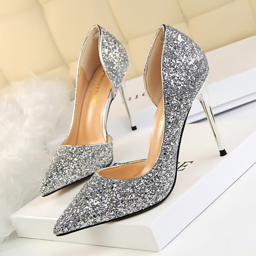 Skinny Stiletto Heels - Sequin & Hollow Out Skinny Women's Shoes Stiletto Heel Shall | Ectron Online