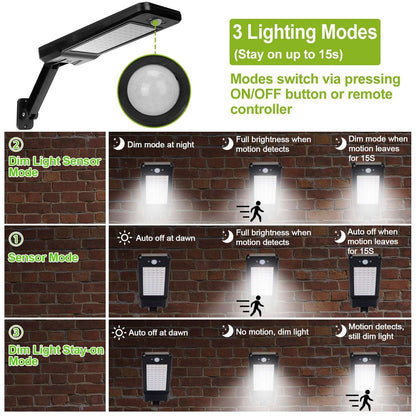 60 LED Solar Wall Light - Outdoor PIR Motion Sensor Security Lamp Solar Wall Light Outdoor 60LEDs PIR Moti | Ectron Online