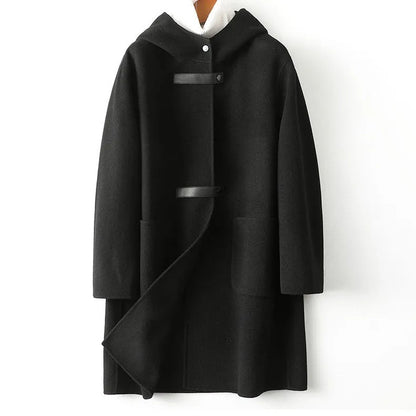 Women's Double-Faced Woolen Overcoat | Loose Fashion Hooded Coat Loose Fashion Hooded Double-faced Woolen | Ectron Online
