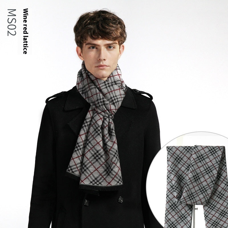 Simple Plaid Warm Keeping Artificial Cashmere Scarf Men's Scarves | Ectron Online