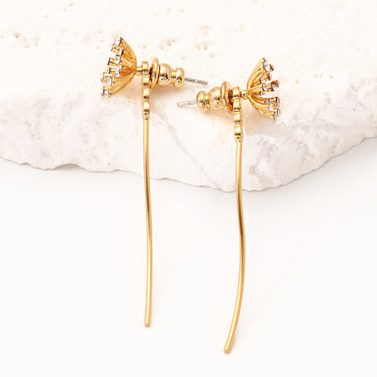 Female Versatile Long Slimming Floral Earrings