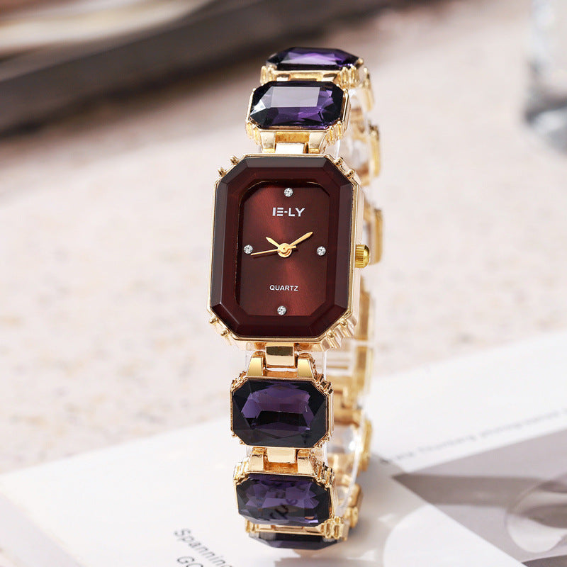 Niche Colorful Steel Belt Square Watch Colorful Niche High-grade Steel Belt Squ | Ectron Online