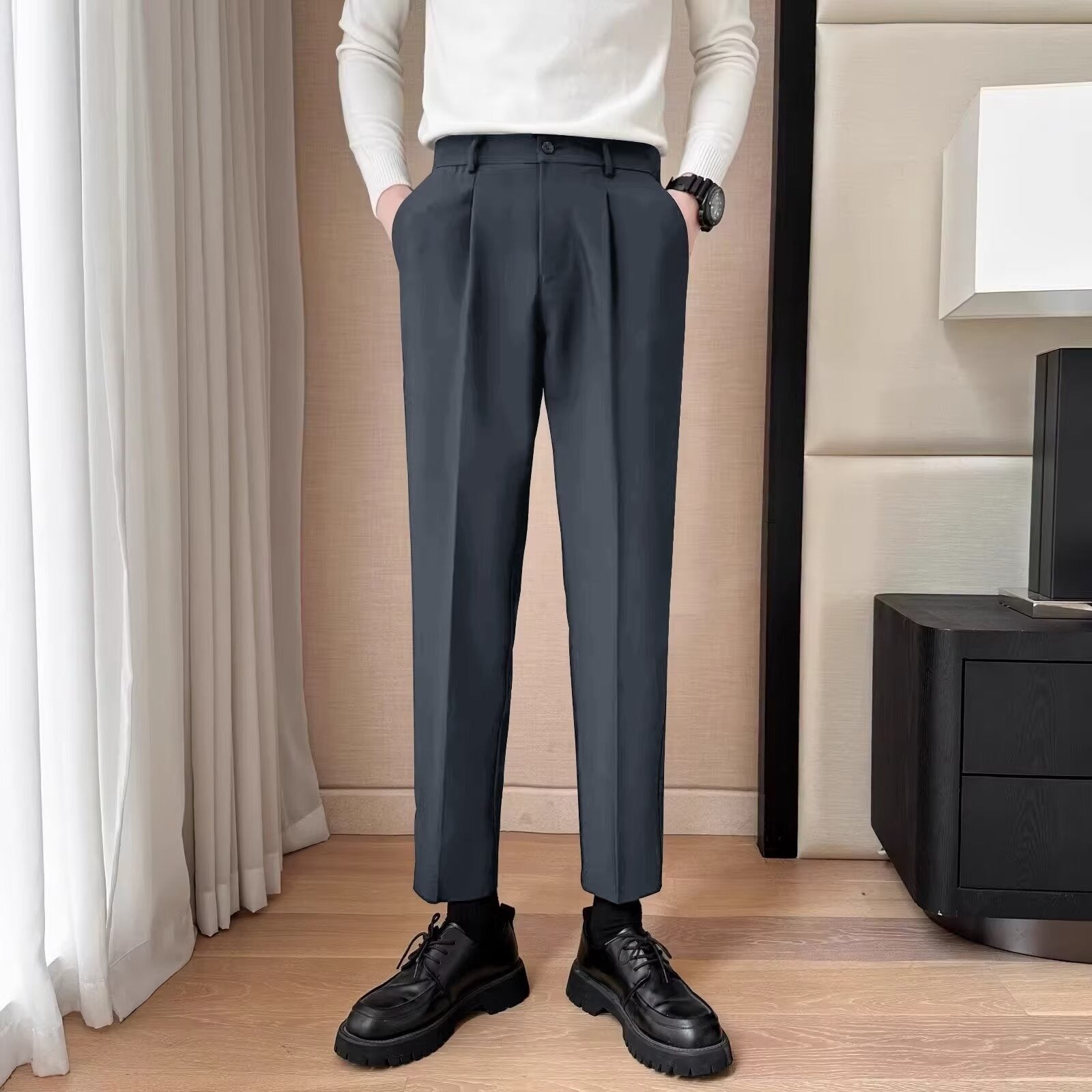 Draping Effect Casual Pants - Thin & Cool Draping Effect Thin Cool Straight Casual | Ectron Online