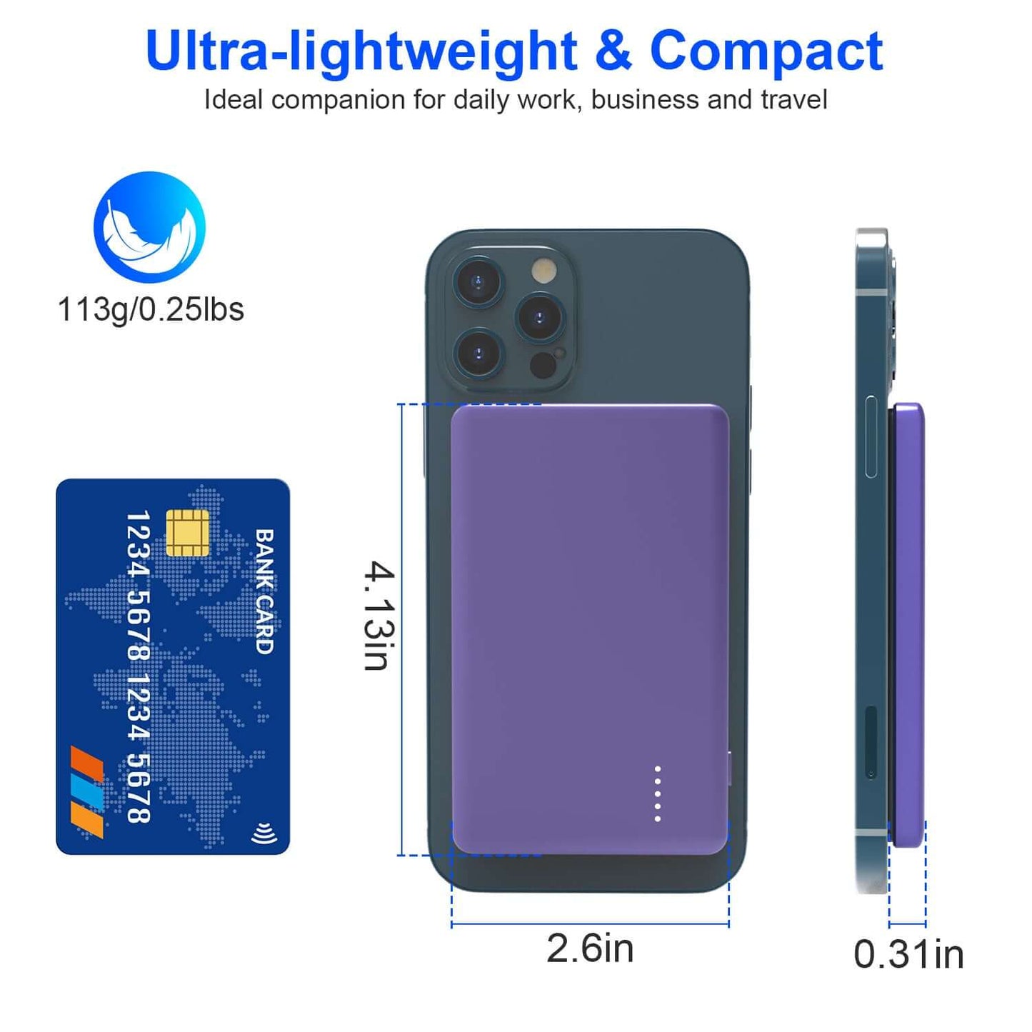 8MM Ultra-Slim MagSafe Power Bank - 5000mAh Magnetic Fast Charger 2 In 1 5000mAh 8MM Slim MagSafe Wireless | Ectron Online