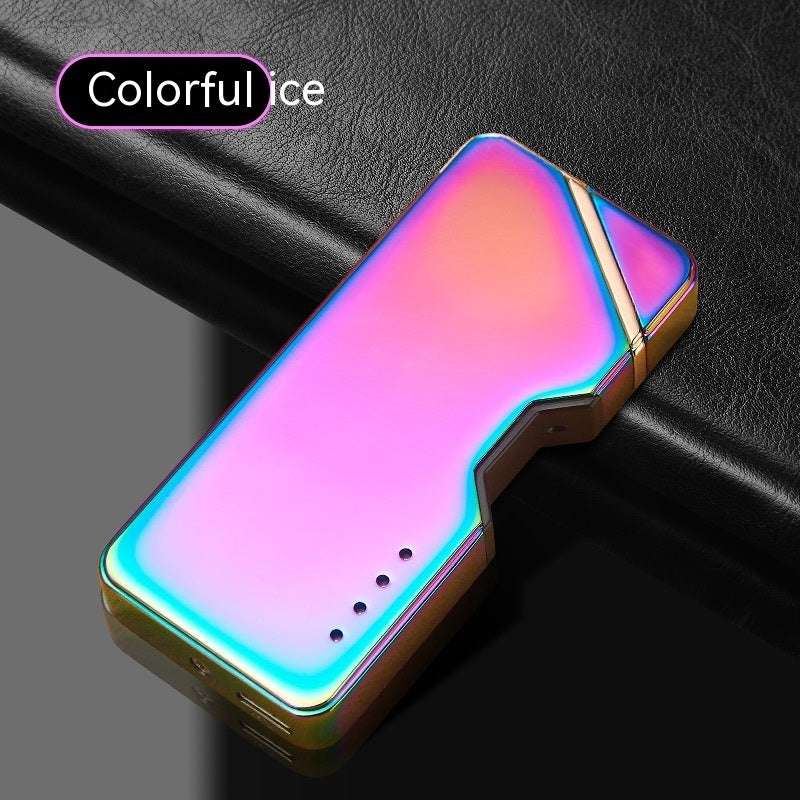 Metal double-arc lighter, Colorful ice iridescent finish with open top