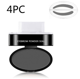 Eyebrow powder seal 4-piece set with dark gray compact and stamp templates