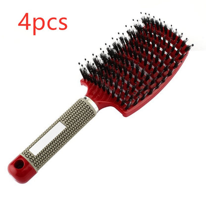 Anti-Tangle Detangler Hair Brush - Bristle & Nylon Scalp Massage Comb Hairbrush Anti Klit Brushy Haarborstel W | Ectron Online
