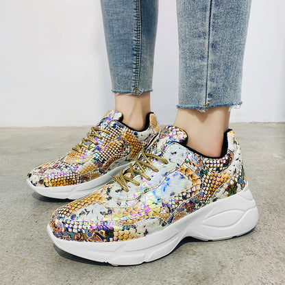 Women's snakeskin platform sneakers