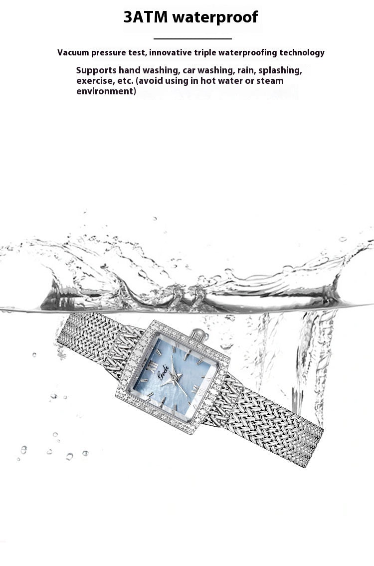 Niche Fritillary Light Luxury Square Plate Waterproof Quartz Watch