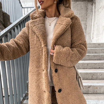 Women's Lapel Plush Jacket | Warm Long-Sleeved Teddy Fleece Top Women's Long-sleeved Lapel Plush Jacket | Ectron Online