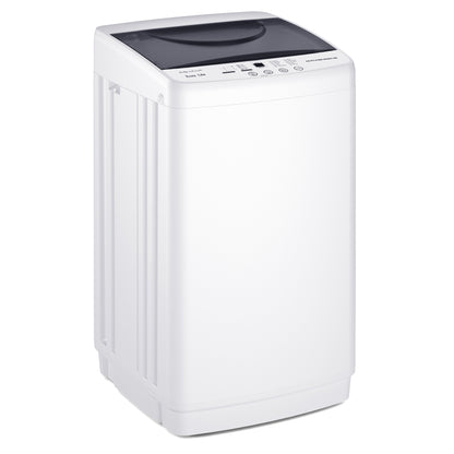 White portable compact fully automatic washing machine with top control panel