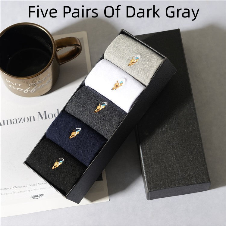 Men's Pure Cotton Socks - Four Seasons Embroidered Socks Men's Socks | Ectron Online
