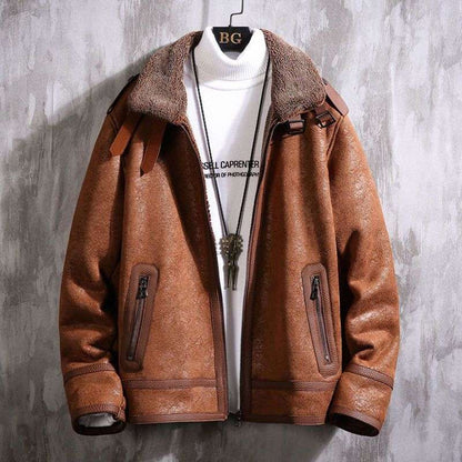 Brown leather jacke
