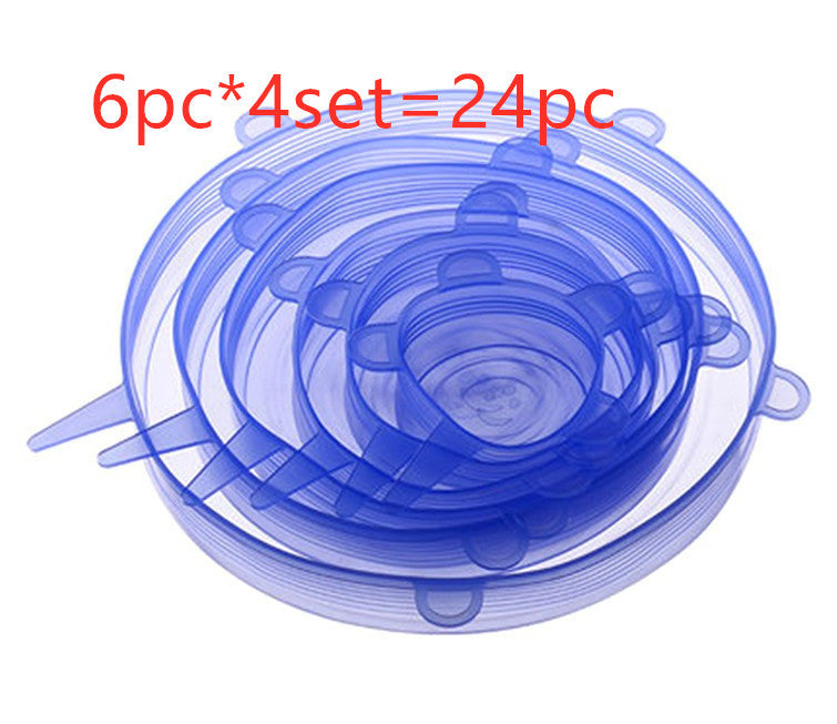 {{ brand }} Stretchable Silicone Freshness Bowl Cover Blue 24pcs 120G - Multifunctional Stretchable Silicone Freshness Bowl Cover