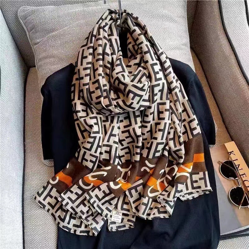 Printed Cotton And Linen Scarf Warm Outer Shawl Scarves | Ectron Online