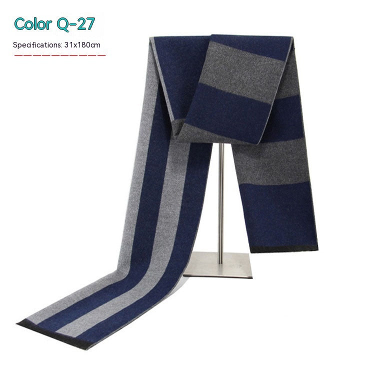 Men's Striped Winter Scarf Men's Striped Winter Warm Artificial Cas | Ectron Online
