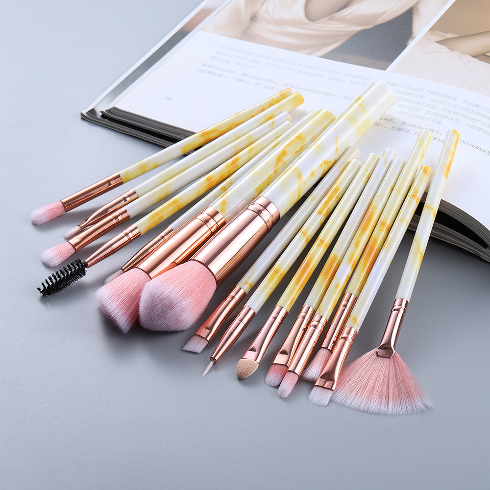 15 Marbled Design Makeup Brushes Set 15 Marbled Design Makeup Brushes Set | Ectron Online
