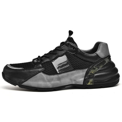 Breathable Mesh Cowhide Sole Sneakers