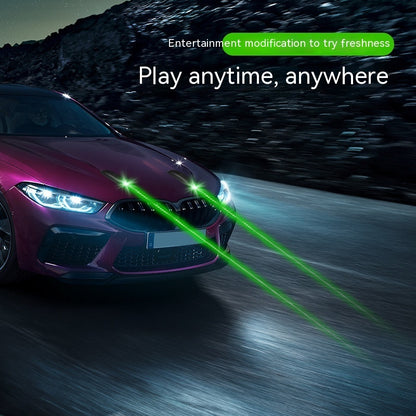 Car with headlights on a dark road at night, with text 'Play anytime, anywhere' and 'Entertainment modification to try freshness'.