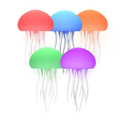 RGB jellyfish lamp with five colored domes and hanging tentacle cords