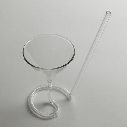 Spiral Cocktail Glass Revolving Martini Creative Long Tail Cocktail Straw Wine Glass For Bar Party Supply Barware