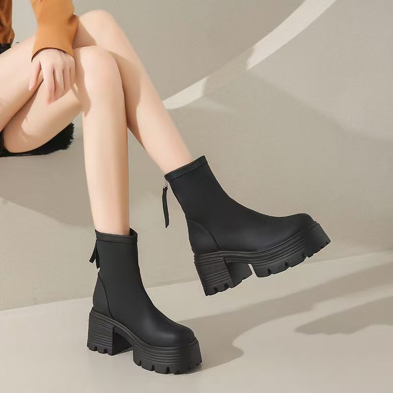 British Style Platform Ankle Boots