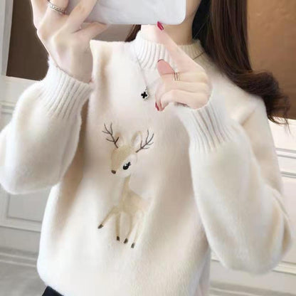 Women's Imitation Mink Mock Neck Sweater | Soft Thickened Knit Top Imitation Mink Mock Neck Sweater Women's | Ectron Online