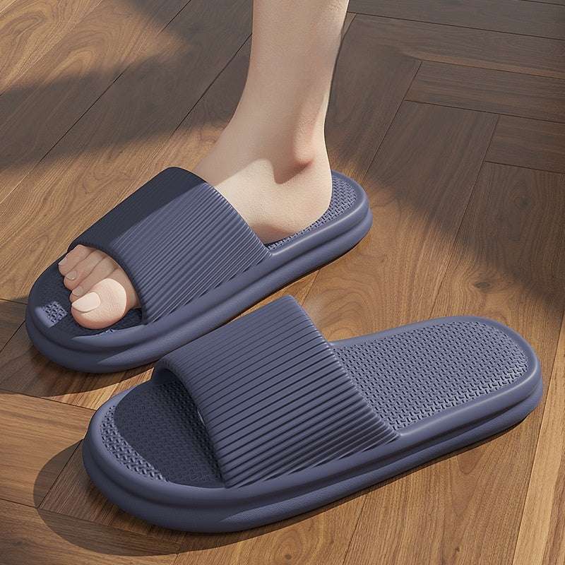 Striped Design Home Slippers For Women Men Soft Anti-slip Floor Bathroom Slippers Solid House Shoes Striped Design Home Slippers For Women M | Ectron Online
