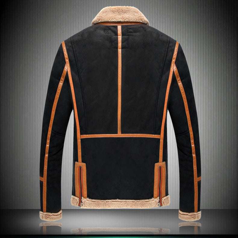 Black jacket with brown accents 