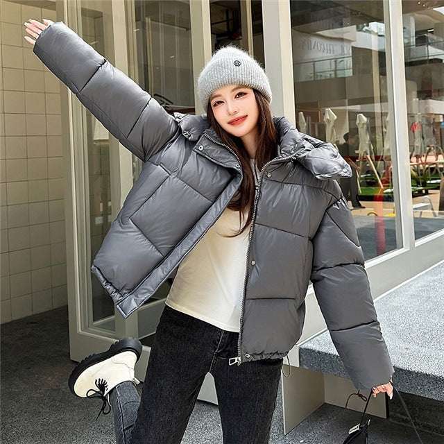 Elegant Fluffy Hooded Puffer Jacket - Warm Commute Coat Elegant Fluffy Hooded Cotton Jacket Puff | Ectron Online