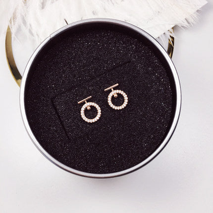 Rose Gold Ring Earrings Female Temperament Goddess Fan Korea Delicate Small Earrings Pure Silver Jane About New Earrings