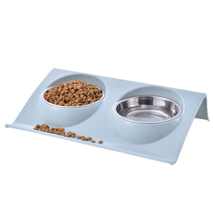 Stainless Steel Anti-spatter Pet Double Bowl