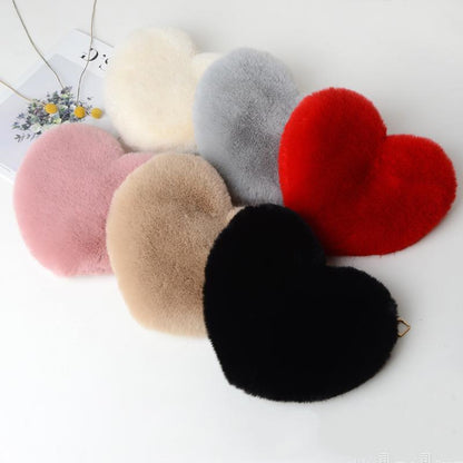 Women's Plush Heart Love Bag - Valentine's Day Chain Shoulder Bag Love Bags For Women Plush Chain Shoulder | Ectron Online