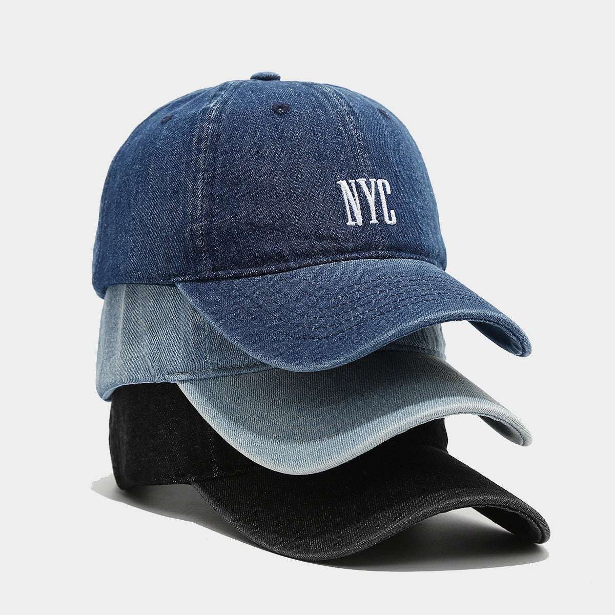 American Retro Denim Alphabet Peaked Cap