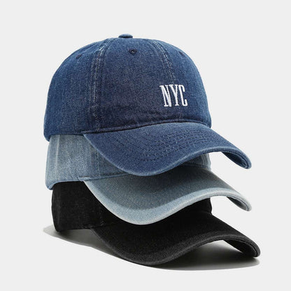 American Retro Denim Alphabet Peaked Cap - Vintage Embroidered Baseball Hat American Retro Denim Alphabet Peaked Cap | Ectron Online