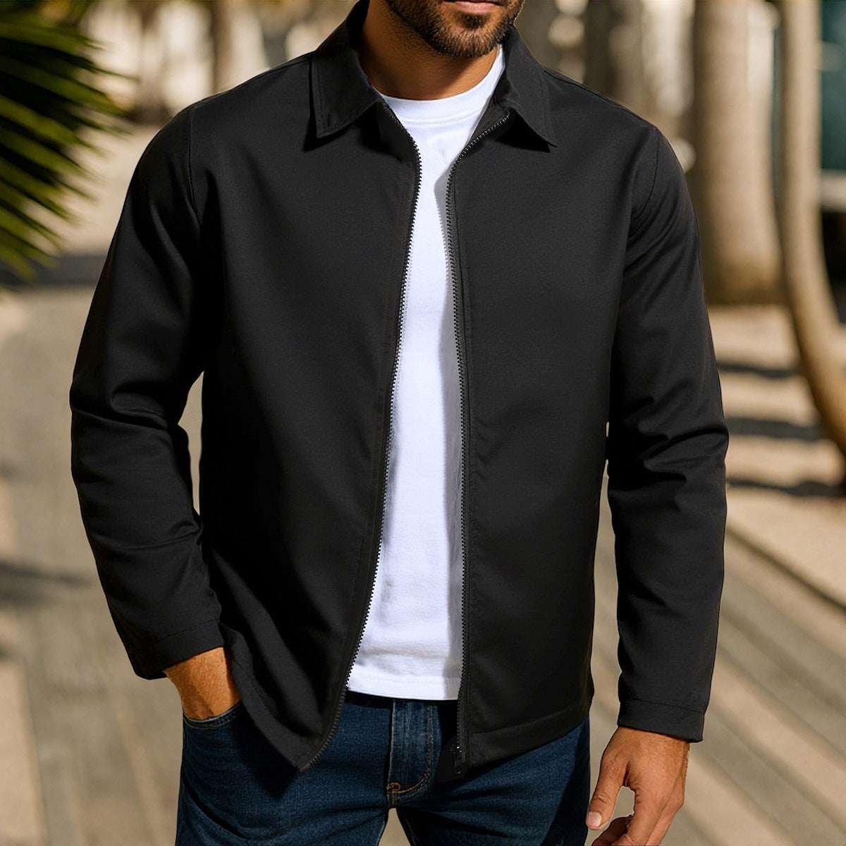 Men's Coat Zipper Raglan Sleeve Cardigan Jacket