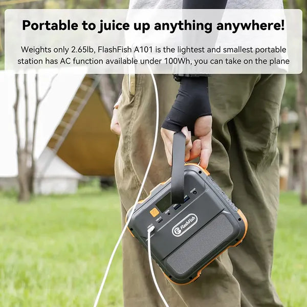 Flashfish 120W Portable Power Station | 98Wh Solar Generator Backup