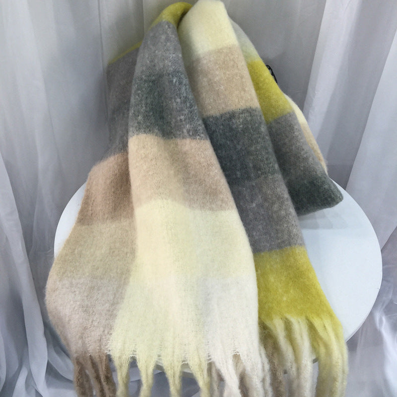 Women's Autumn Colorful Striped Warm Cashmere Plaid Scarf