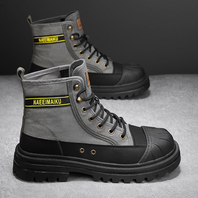 Men’s Thick-soled Canvas Boots – Casual, Work & Motorcycle Ready Thick-soled Canvas Casual Sports Men's A | Ectron Online