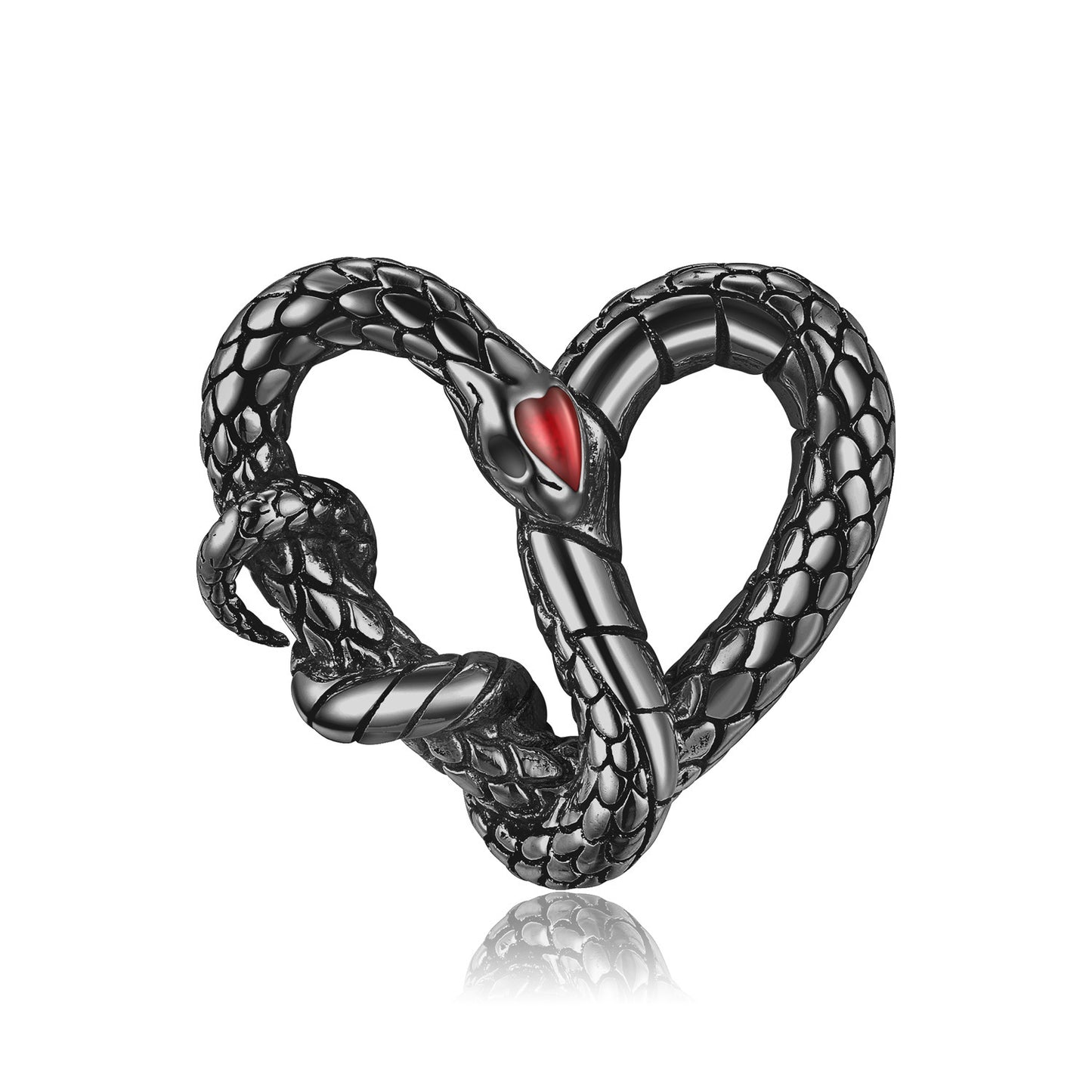 Original Design S925 Silver Electroplating Black Gold Snake Necklace Heart Texture