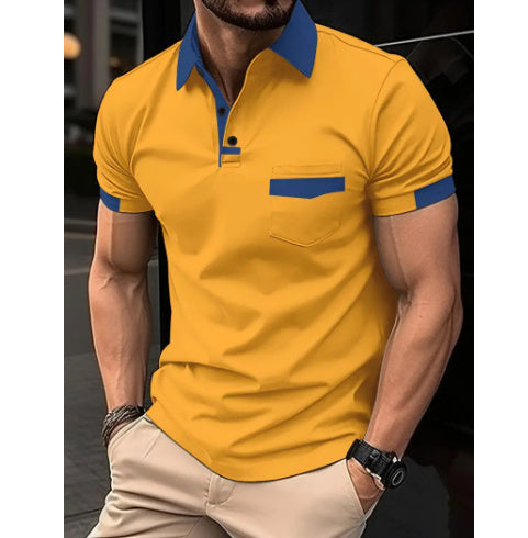 Men’s Colour Block Polo – Pocket Sports Casual Short Sleeve Men's Color Matching Pocket Polo Shirt S | Ectron Online