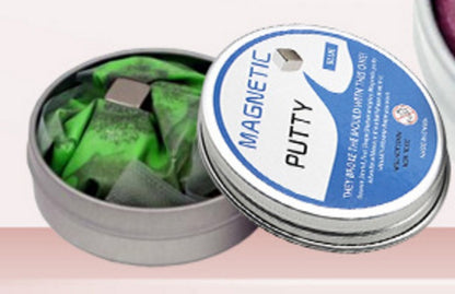 Magnetic clay putty tin with green putty and cube magnets